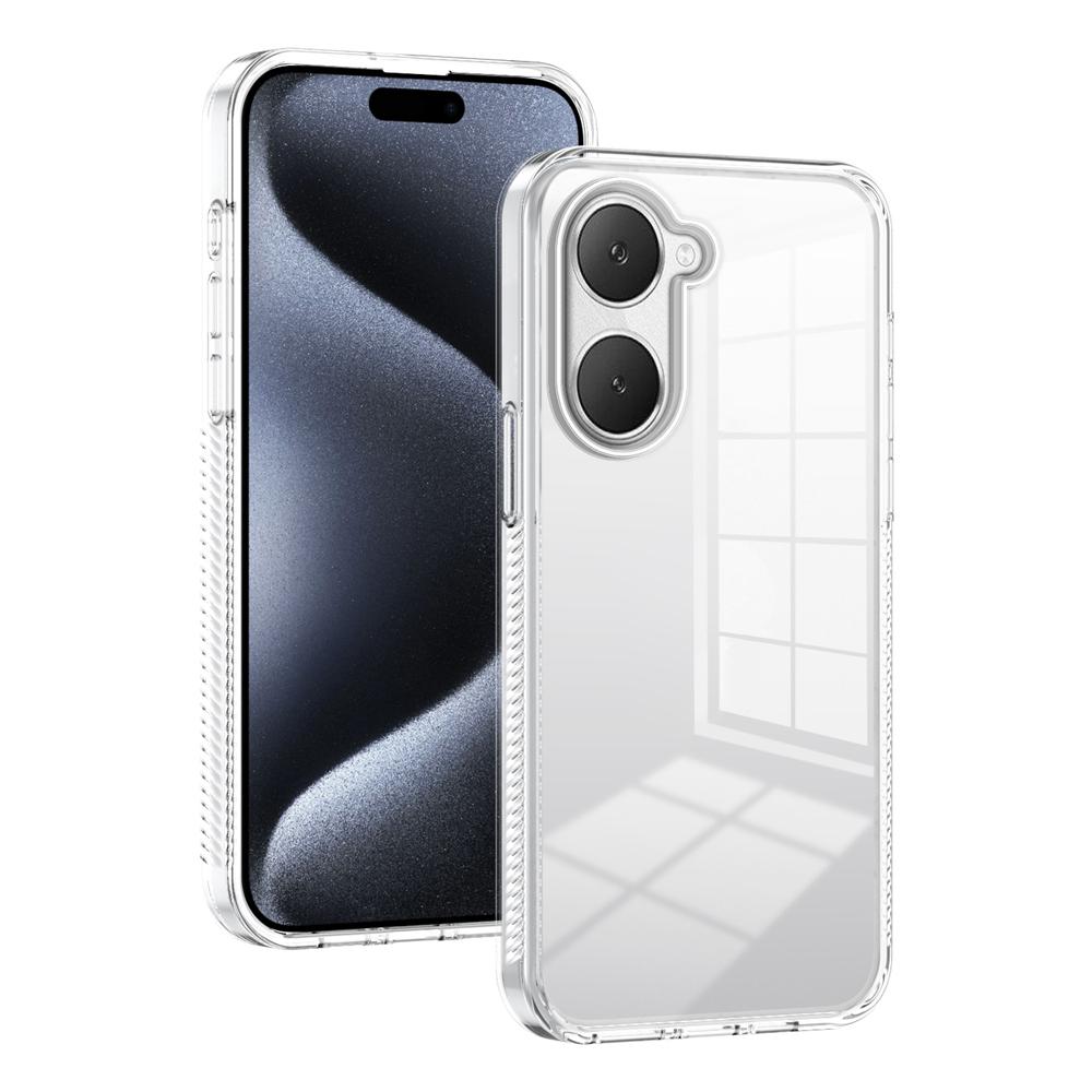 KEYSION Transparent Phone Case for VIVO Y03 Y03t Soft TPU+PC Anti-slip HD Clear Shockproof Phone Back Cover for VIVO Y18 Y28s 5G