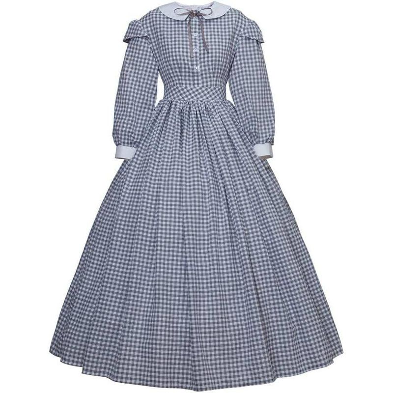 Women s Civil War Plaid Dress Civil War Victorian Era Dickens Ball Gown Southern Belle Costume Women s Civil War Plaid Dress Gray L