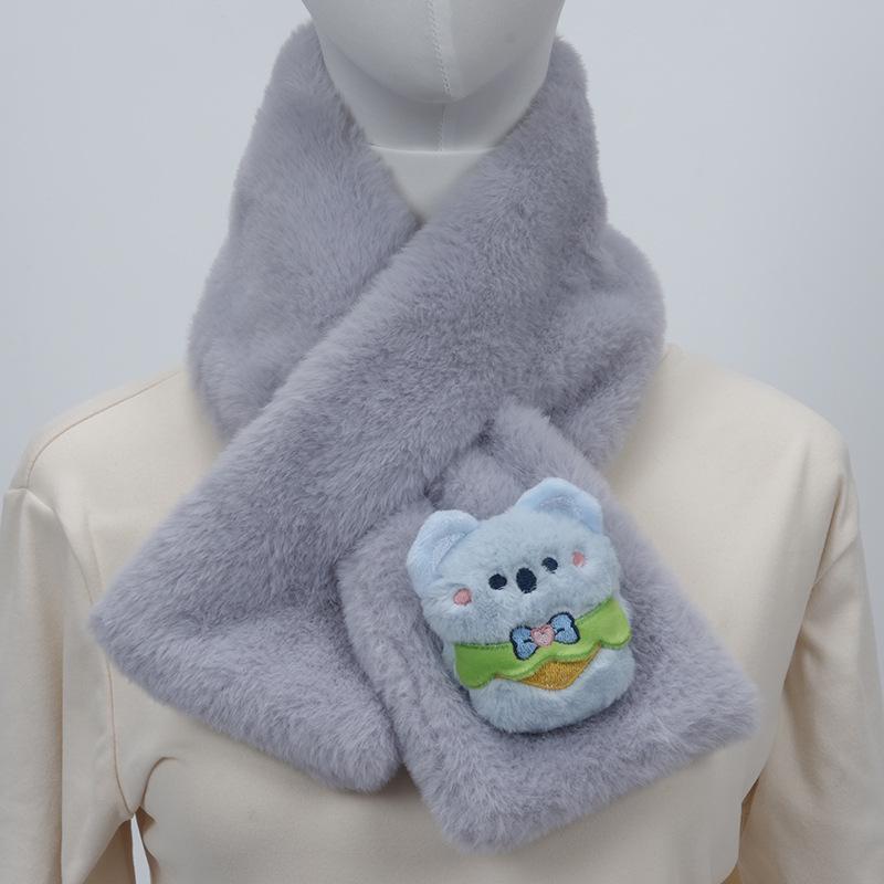 Children's Cartoon Panda Plush Scarf - Warm, Windproof Neck Gaiter for Autumn/Winter Boys & Girls.