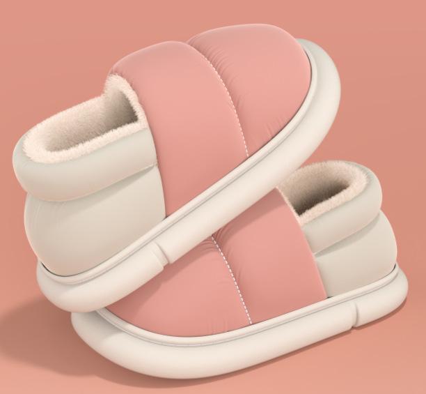 Winter cotton slippers home slippers women's breathable down cloth thickened shoes non-slip bag heel warm cotton shoes men's shoes