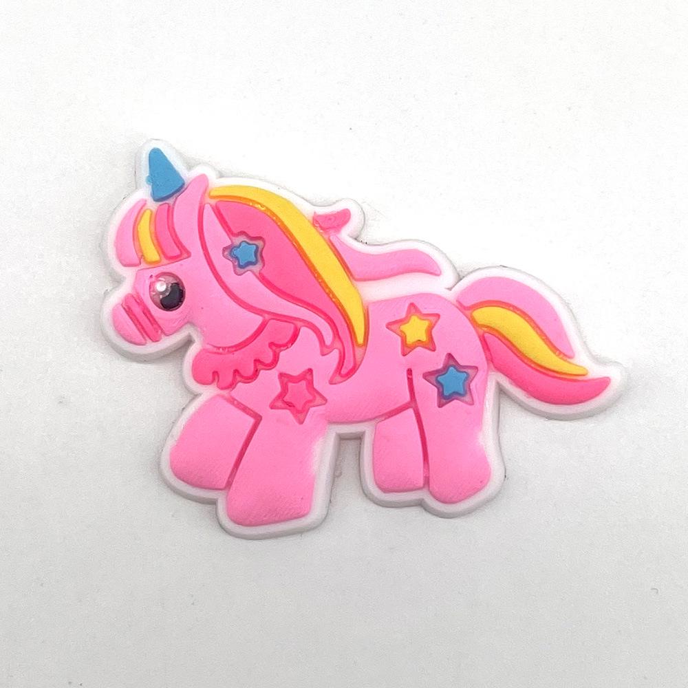 Cute Cartoon Unicorn Flower Clog Buckles - Removable & Soft Rubber Garden Shoe Decorations