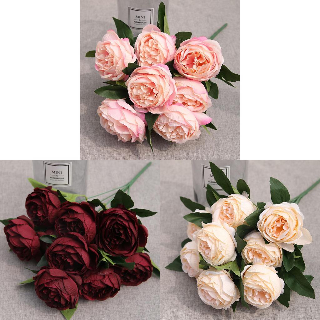 Silk Peony Artificial Flowers Wedding Decor With Realistic Design For Photography Props