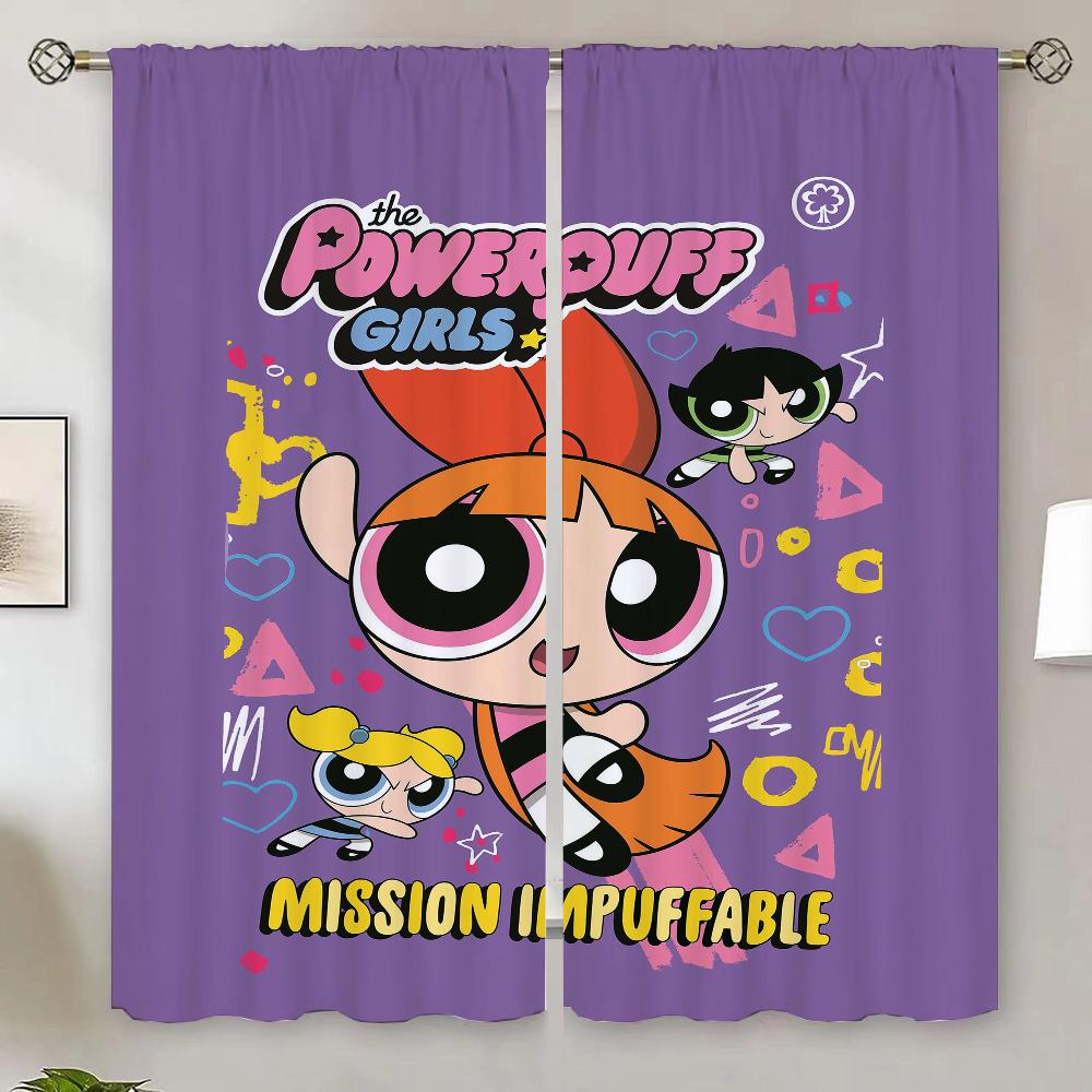The Powerpuff Girls Kitchen Curtains for Cooking Curtain Rods Blackout Curtain 100% Window Blinds Children's Room Curtains Blind