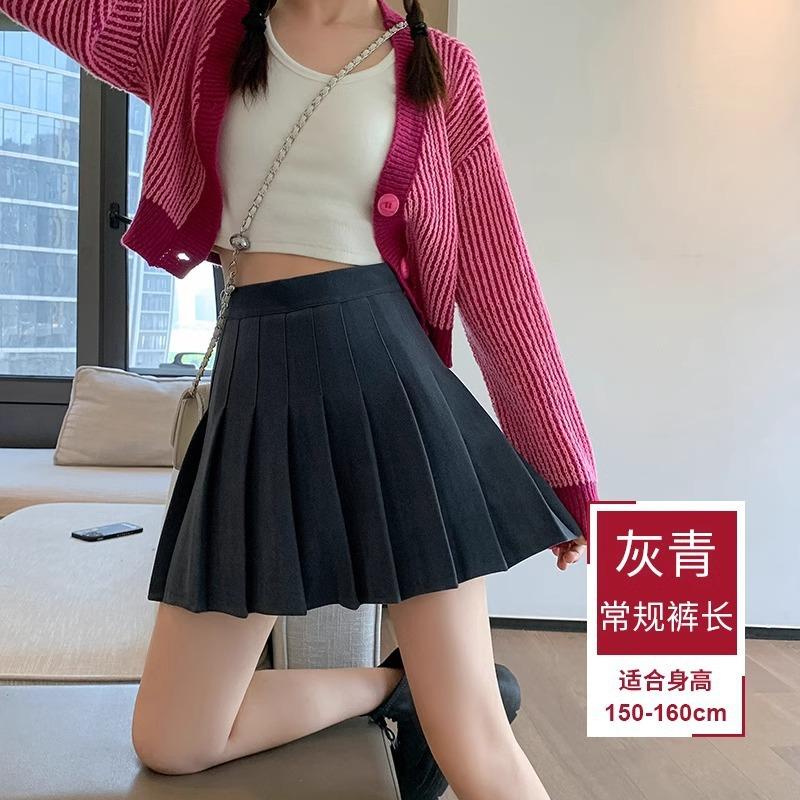 Women High Waist A-Line Pleated Mini Skirt Casual Slim Anti Chafe Liner Skirt For Spring Summer Autumn Daily Wear