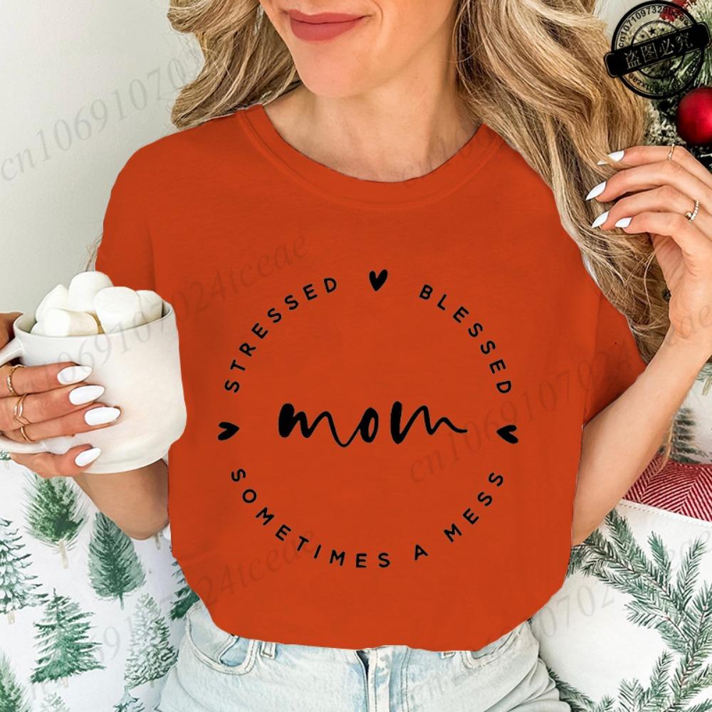 T-Shirts for Women Funny Mama Outfit Gift Graphic Tee Shirt Clothing Short Sleeve Women Summer Fashion Clothing Short Sleeve