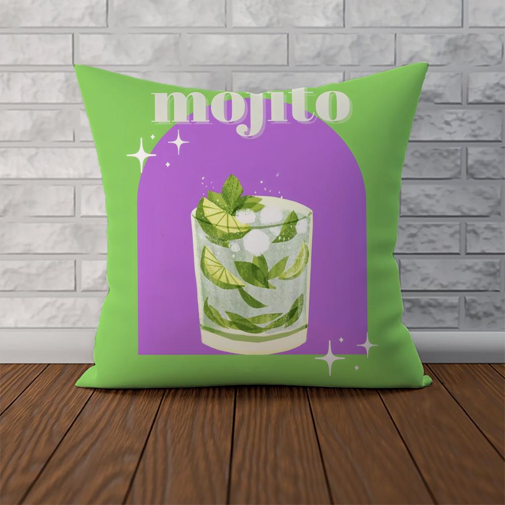 Mojito Cocktail Art Pillow Case For Car Sofa Decorative Home Doublesided Print Plush Square Throw Pillow Cushion Cover