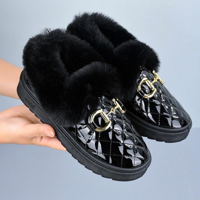 Winter Warm Women's Snow Boots: Soft Sole, PU Upper, Plus Velvet Lining, Comfortable Cotton Shoes