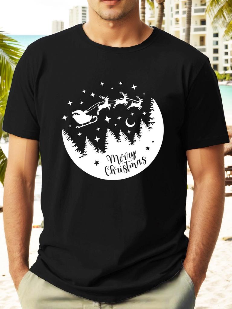 Christmas Forest and Sleigh Graphic T-shirt - Short Sleeve