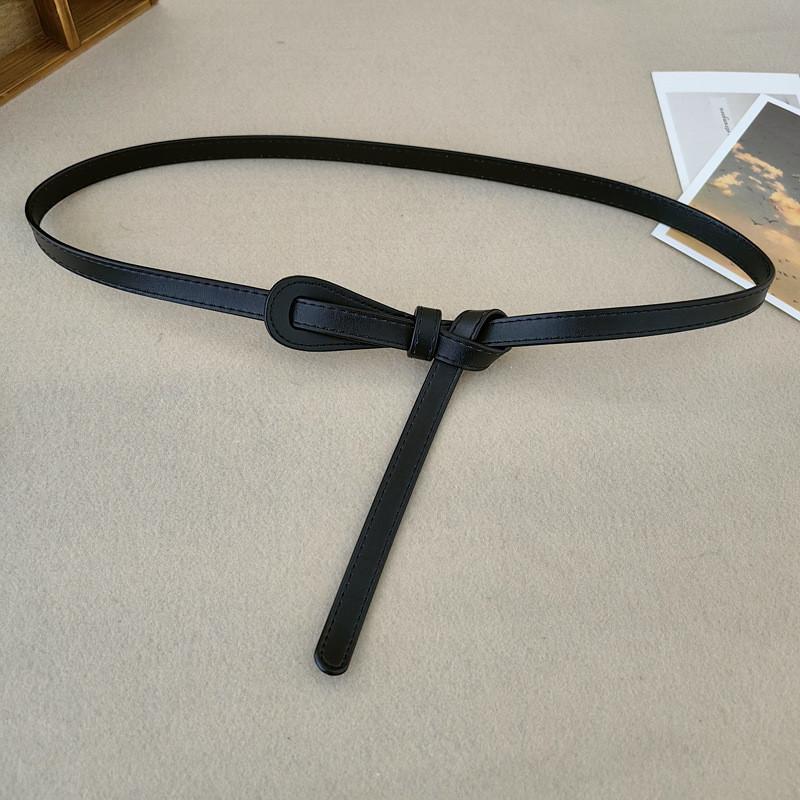 Leather Womens Skinny Belt With Vintage Knot Design For Dress And Office Wear