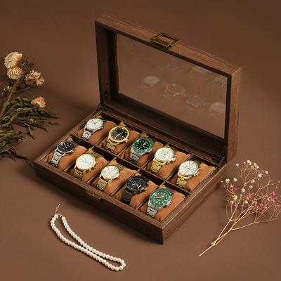2025 Nowy Styl Retro Imitacja Drewna Skórzane Pudełko na Zegarek Kreatywne Chiński Styl Etui do Przechowywania Zegarków Pudełko na Prezent
