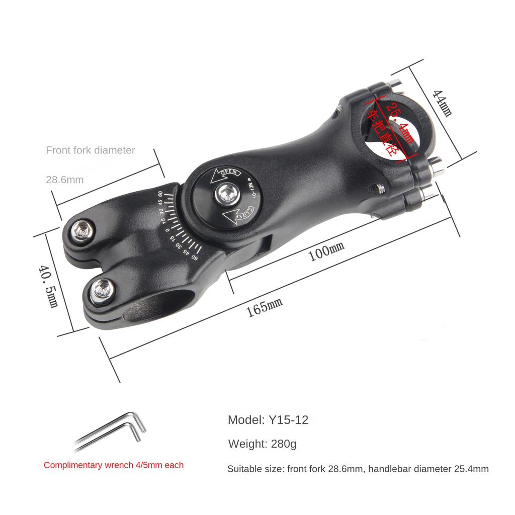 MTB Road Bike Adjustable Stem Bicycle Handlebar Stem 31.8mm /25.4mm Ultralight Aluminum Alloy Bike Stem Riser Parts