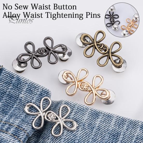Metal Waist Buckle Six-Leaf Pants Tightener Button, Detachable Loose Jeans Button Pin, No Sewing Required Clothing Accessories Adjuster