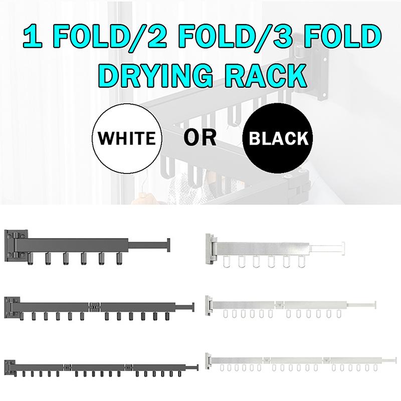 Household Folding Clothes Hanger Aluminum Alloy Wall Mount Retractable Clothes Rack for Indoor Outdoor Space Saving