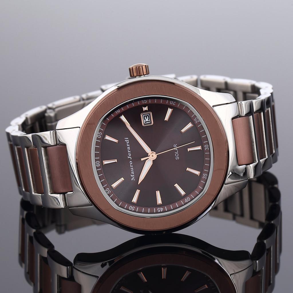 Montre solaire date argent [Mauro Gerardi] 3 aiguilles MJ053-4 pour homme