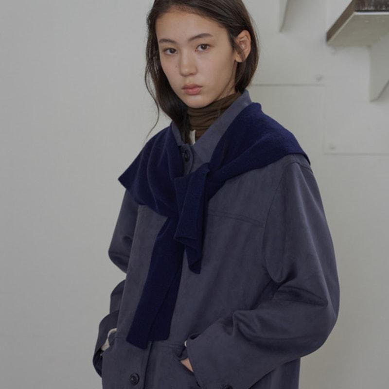 

But’ton Wool Layered Shawl Muffler (4 colors) navy