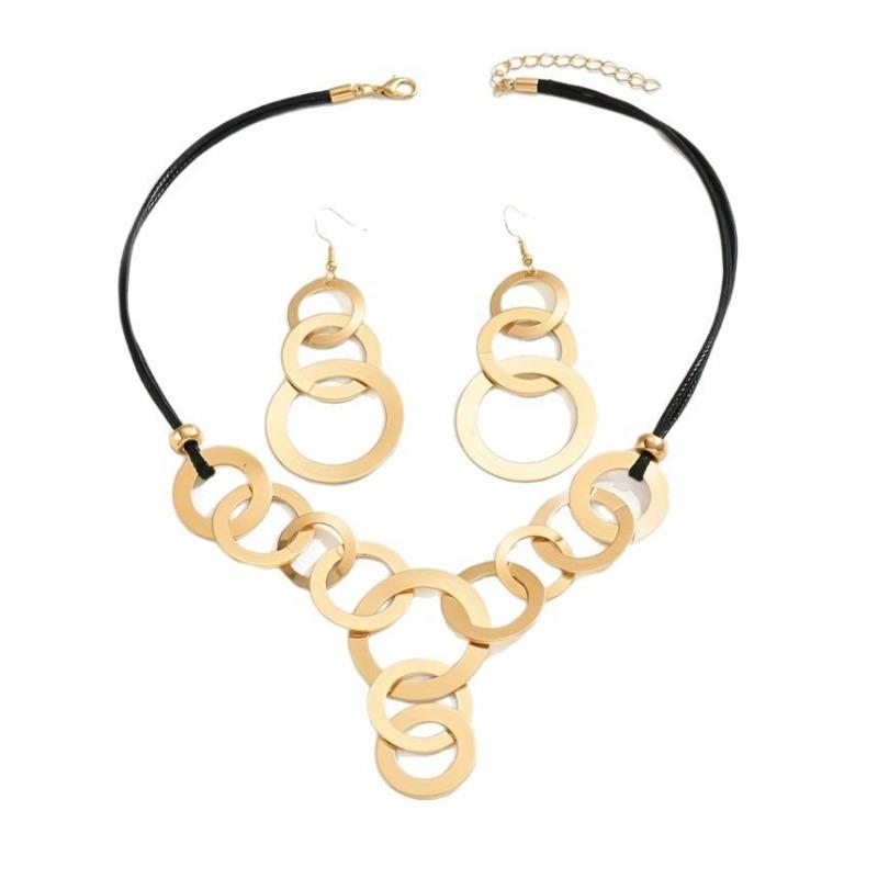 Personalized Design Irregular Geometric Circle Necklace Earrings Set Femininity Jewelry Set