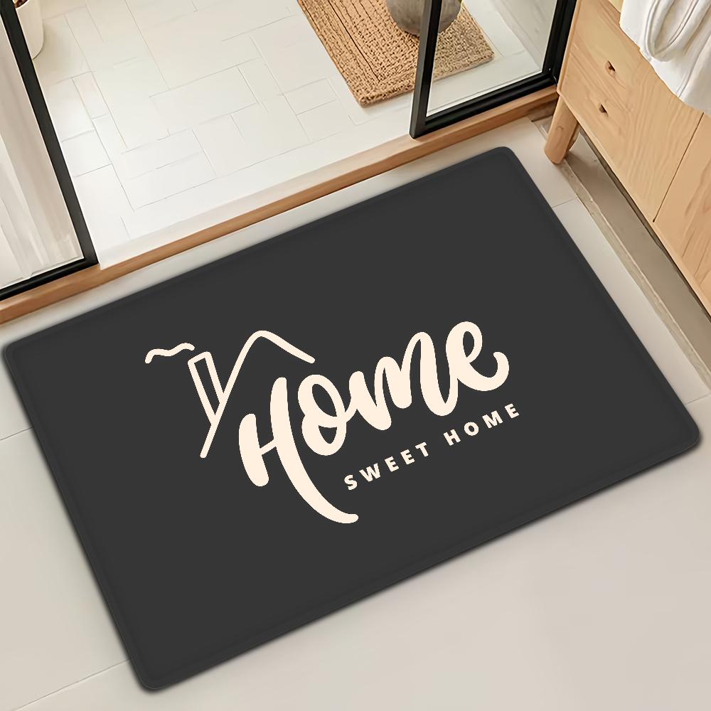 H-Home Cute Welcome Cozy Door Mat Bath Microfiber Decorative Versatile Flannel Floor Mat Quick Dry Absorbent Non-slip Sole