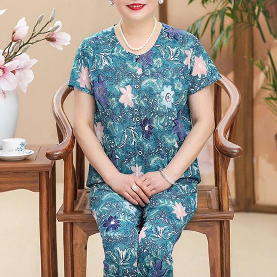 Women's Floral Pajamas Set Short Sleeve Button Down Top And Pants Pjs Set Casual Printed 2 Piece Lounge Outfits