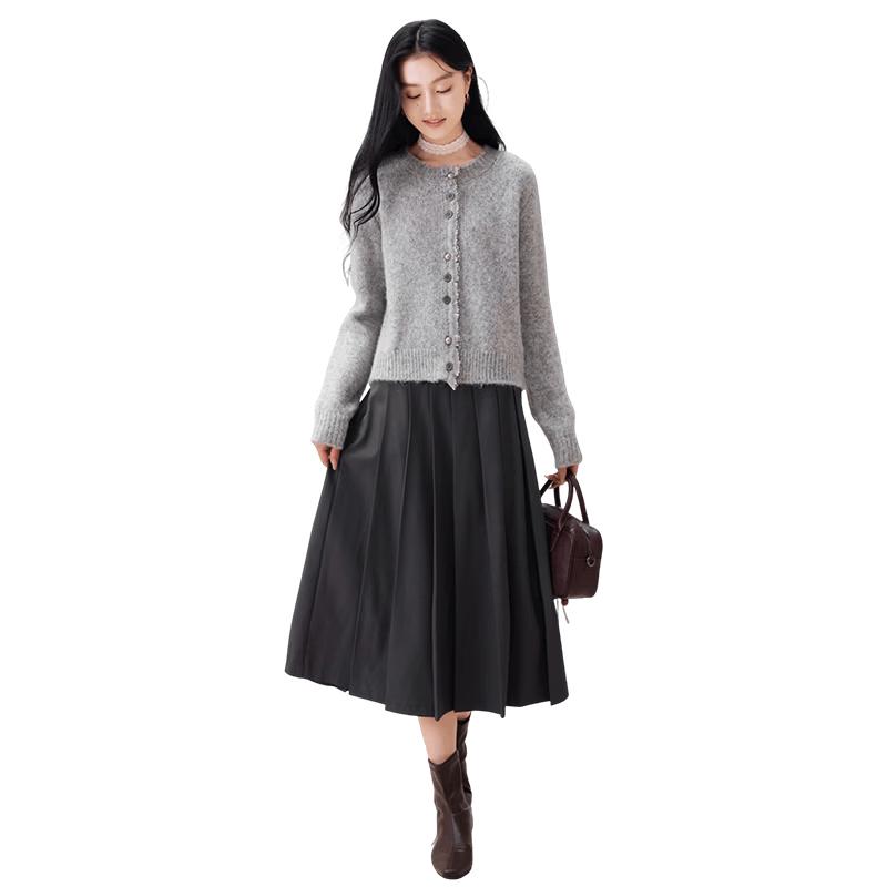 Xiangying Women s Relaxed-Fit Knit Sweater with Frill Round Neck XL