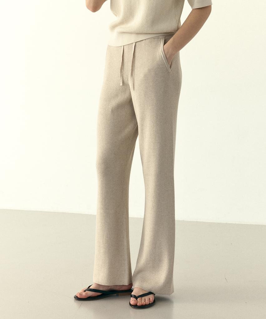 210EDIT Women'S Ribbed Semi-Wide Knit Pants - 3 Colors [Zg2Sp540]