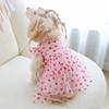 Heart Printed Dog Tulle Skirt Thin Breathable Puppy Wedding Dress  Casual Fashion