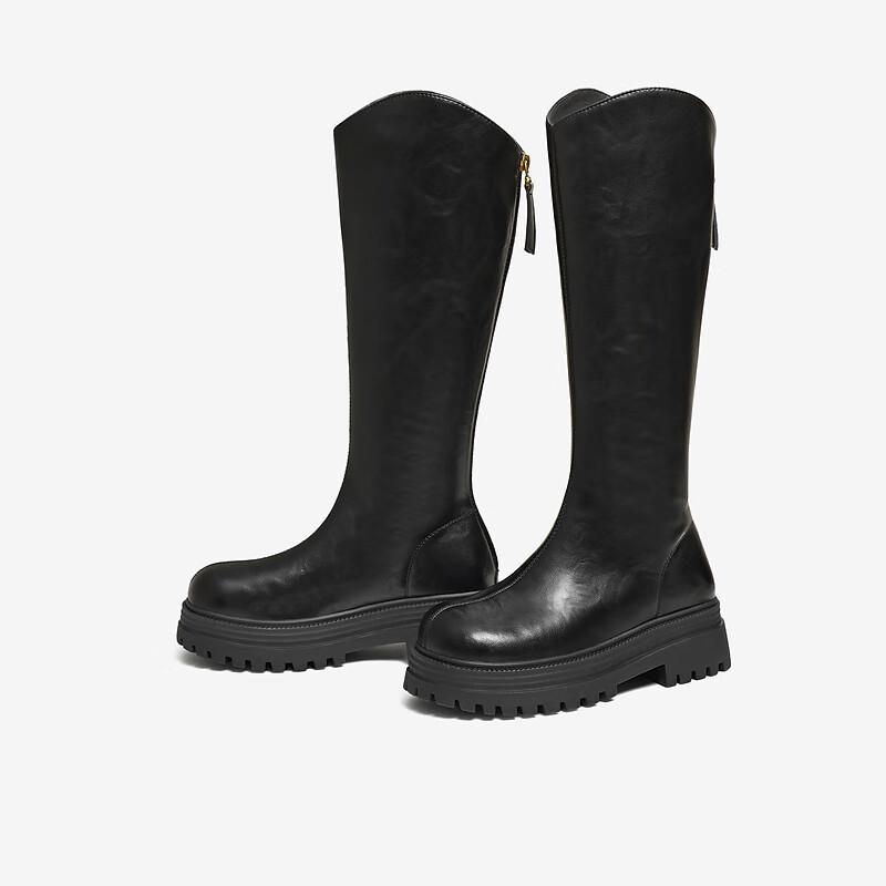TATA Women's Chunky Heel Elastic Long Boots