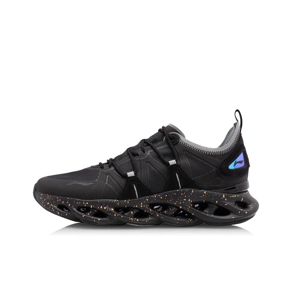 Li Ning Arc Shock Absorption Non-Slip Wear-Resistant Low-Top Running Shoes Men Running Shoes Black Blue ARHQ057-1