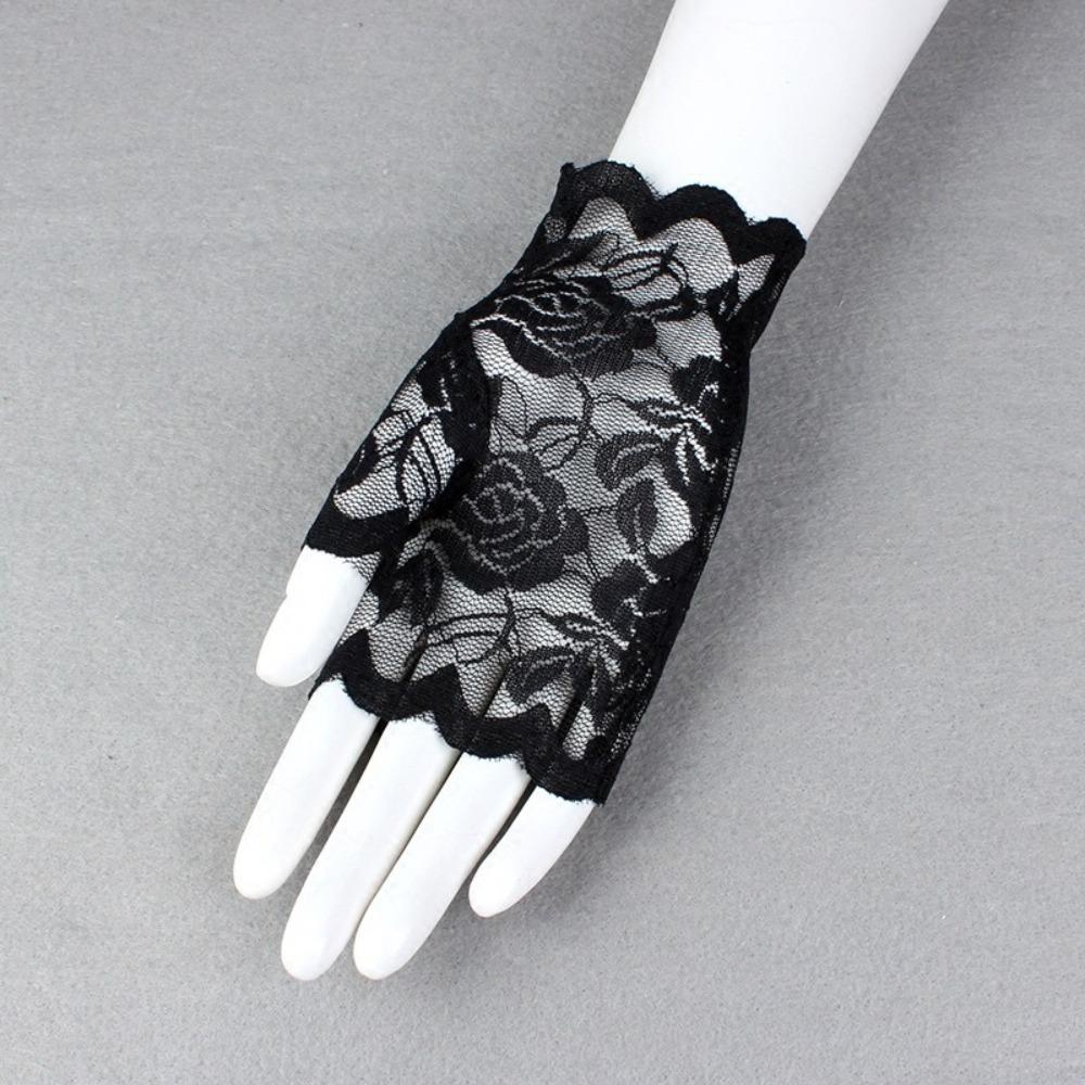 Lace Rose Flower Fishnet Gloves Party Dress Performance Gloves New Wedding Bridal Gloves  Sexy