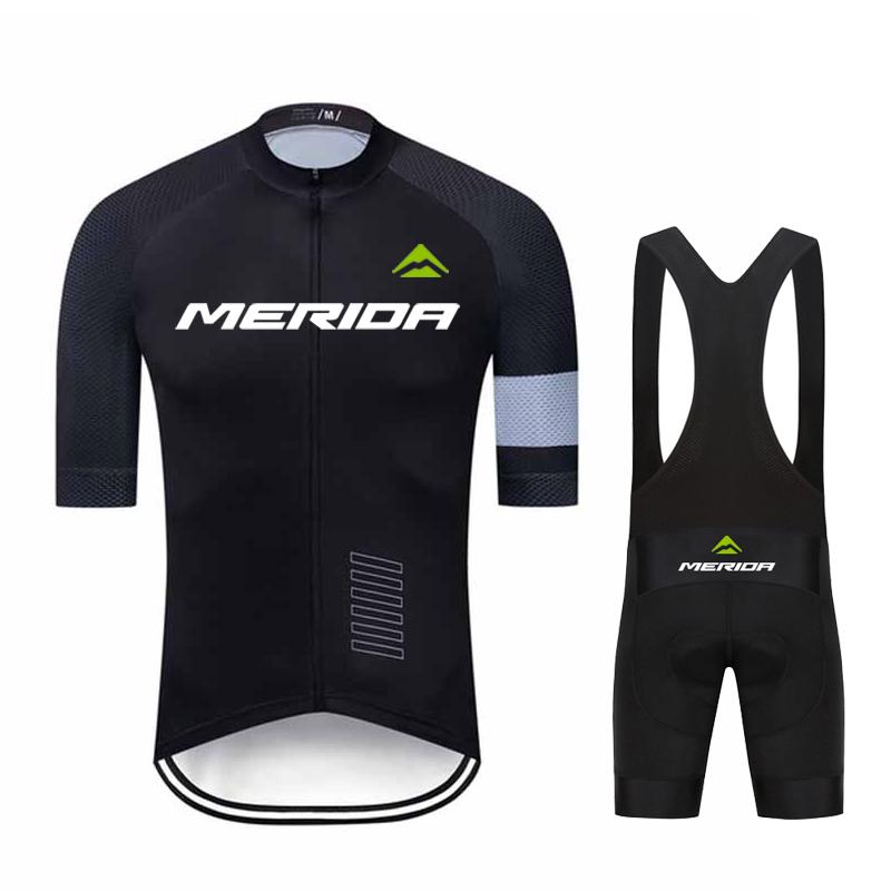 Men Summer Merida Short Sleeve Cycling Jersey Set MTB Maillot Ropa Ciclismo Bicycle Wear Breathable Cycling Clothing