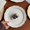 Round Shape French Relief Plate Embossed Design Dessert Serving Tray  Household Use