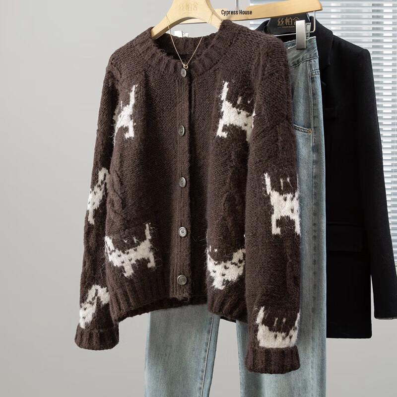 

Women s Autumn Cartoon Color Block Loose Knit Sweater One Size