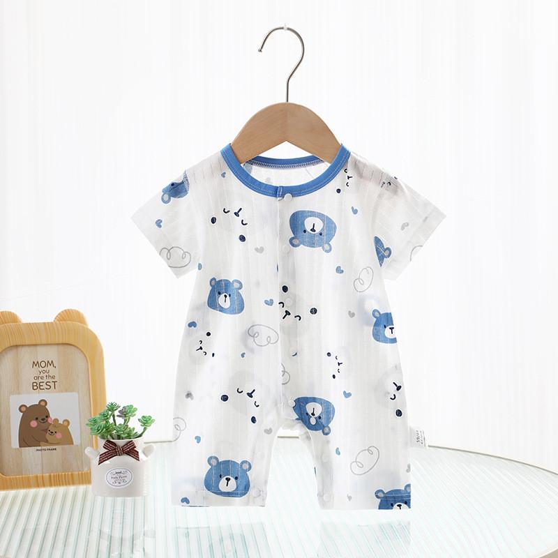 Baby Cotton Summer Short Sleeve Romper With Snap Closure For Newborns
