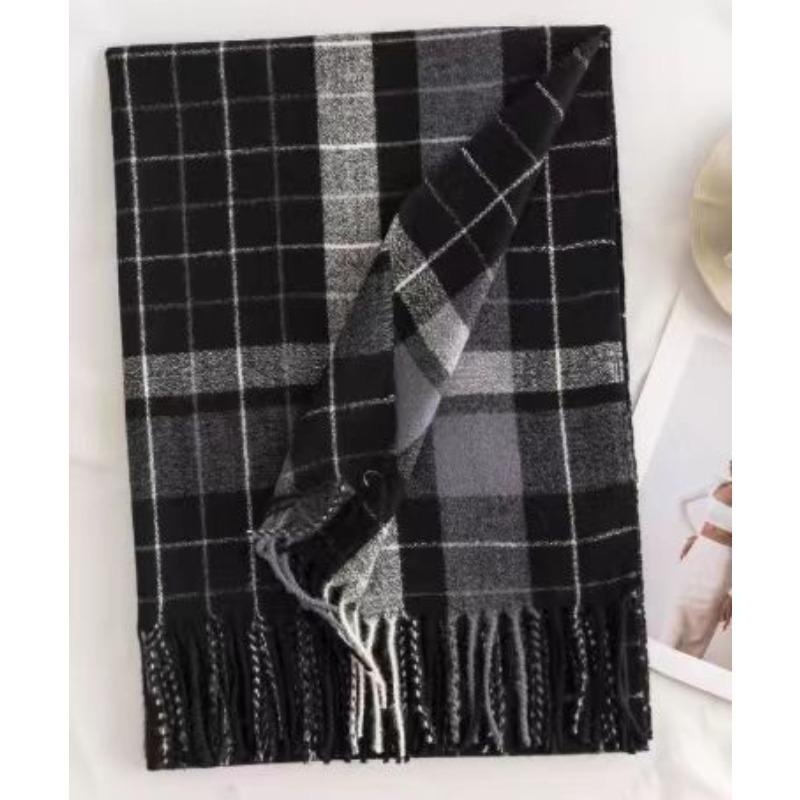 

British style Korean Autumn and Winter Checkered Scarf Faux Cashmere Tassel Scarf Thickened and Warm Neck for European and American Streets 65*200cm