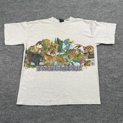 Vintage 1992 Habitat Yosemite Nemzeti Park Állatos Póló 2XL 25x28 Vadvilág