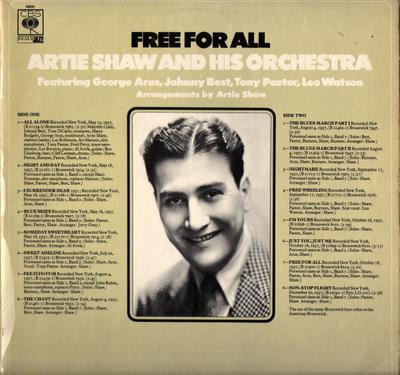 LP Record ARTIE SHAW & HIS ORCHESTRA, GEORGE  - Free For All 52636 CBS UK Jazz Used