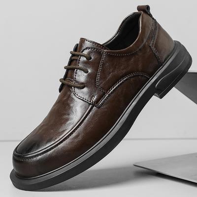 Genuine Leather Male Oxford Shoes Brown Black Mens Dress Shoes New Fashion Round Toe Men's Business Casual Shoes Formal Footwear