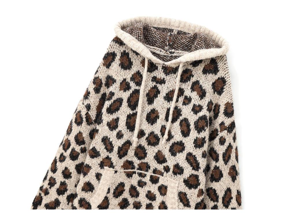 2024 Fall Women's Animal Pattern Jacquard Knit Sweatshirt - European & American Style Long Sleeve