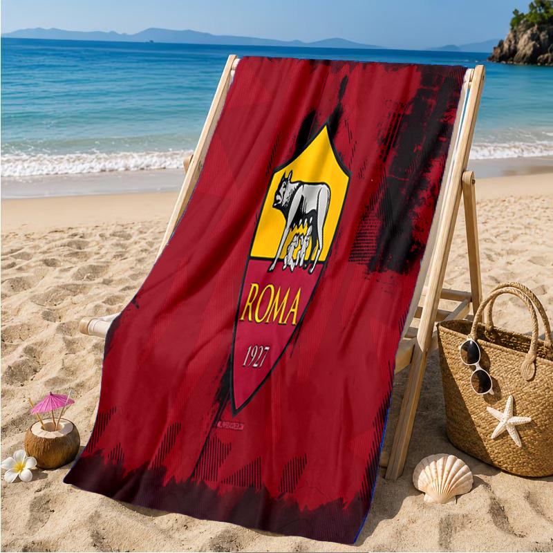 Roma Football Club Crest Beach Towel Microfiber Beach Towel, Lightweight and Quick-Dry, for Summer Travel, Swimming Pool Fan Birthday Gift