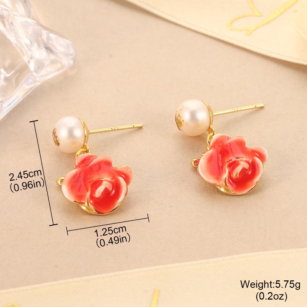 Натуральный Жемчуг Цветок Эмаль Аксессуары Мори Сладкий Новый Дизайн Серьги