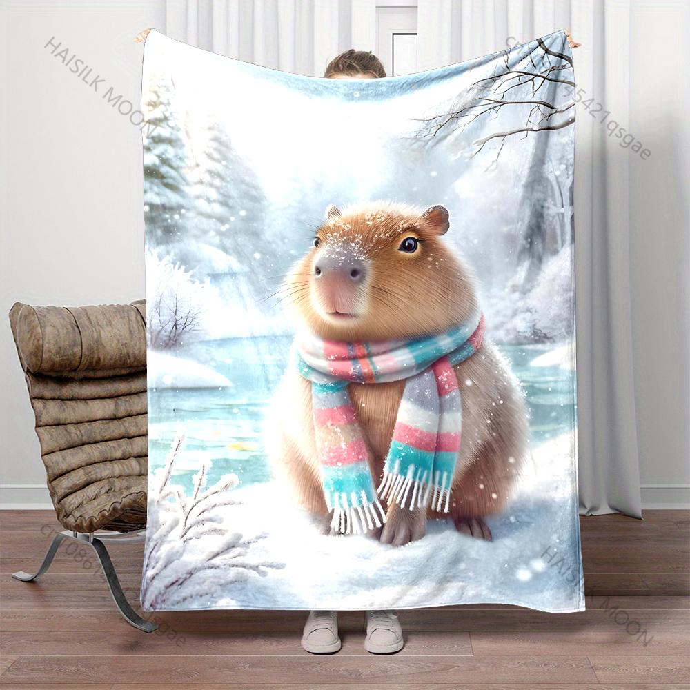 Multi-size Cute Capybaras Art Pattern Blanket Warm Soft Fluffy Kids and Adult Sofa Bed Throw Blanket Outdoor Travel Camping