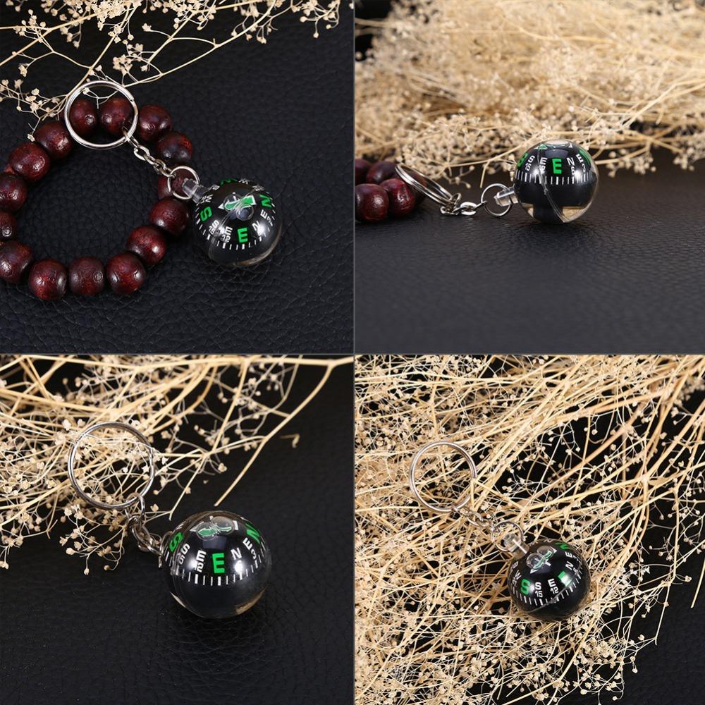 6 Pcs 28mm Liquid Filled Compass Black Ball Compass Keychain  Camping Equipment