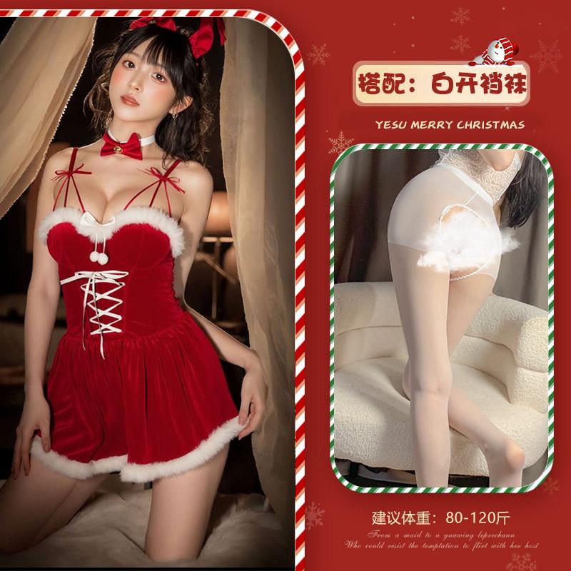 Velvet christmas sexy bunny cosplay Internet celebrity nightclub style New Year's robe stage performance costume