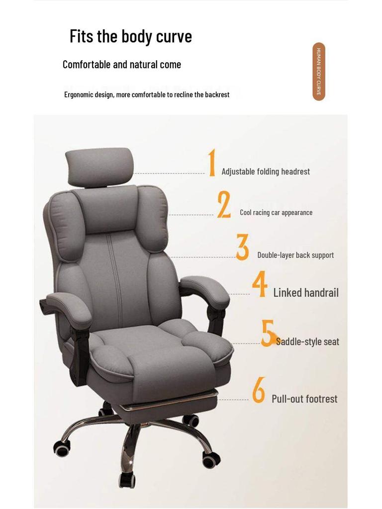 Ergonomic Reclining Office Chair - Adjustable for Long Sitting and Gaming