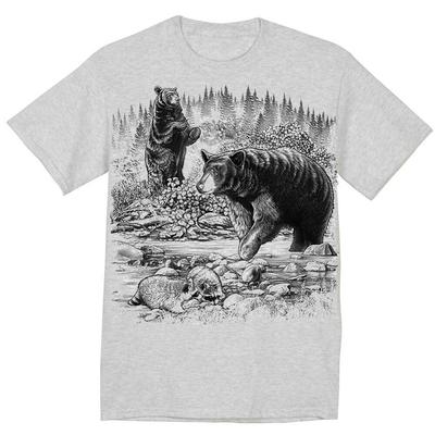 Big and Tall T-shirt Black Bear Raccoon Nature Wildlife Gray Tee Shirt Mens Gift Unisex T-Shirt