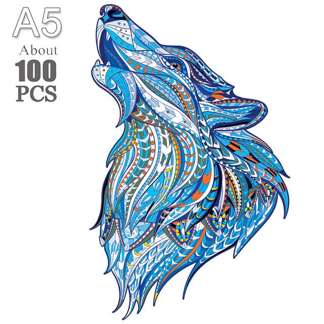 Puzzle Tier Holzpuzzle BASTELN Gehirntrainer Puzzle Spiel Ideal für Kinder Erwachsene Wolf Lernen Holzspielzeug Geschenk Schwierigkeit