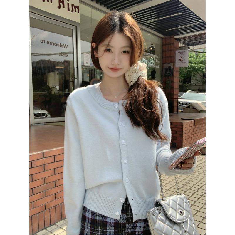 Red White Knitted Cardigan, Long-sleeved Top, Autumn and Winter New Loose Feeling, Sweater Jacket Inside, Women