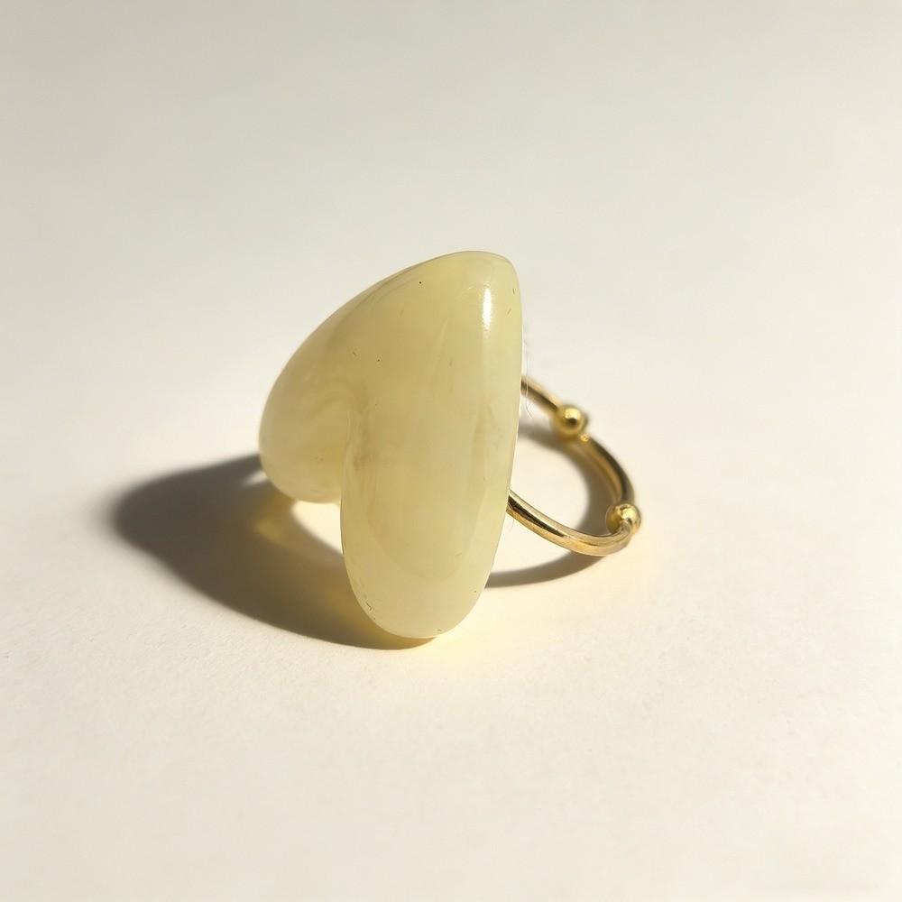 Niche Design heart Resin Ring Personality Adjustable Ring Fashion Open Mouth Ring  Men/Women