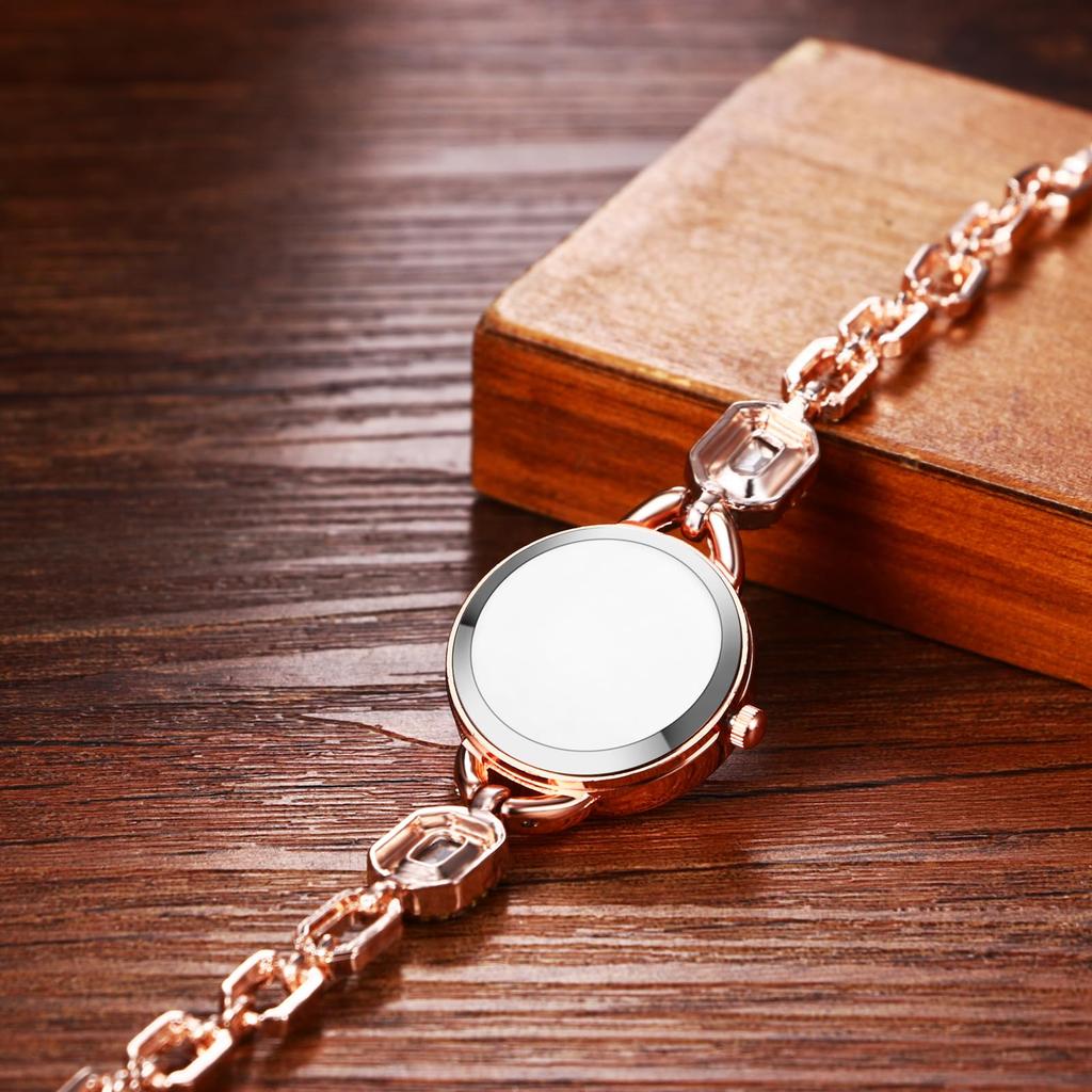 Bracelet Watch with Diamonds and Colored Roman Sunrise Analog Quartz Round Stylish Accessory Day Gift Women's Stones Small, Waterproof, Numerals,