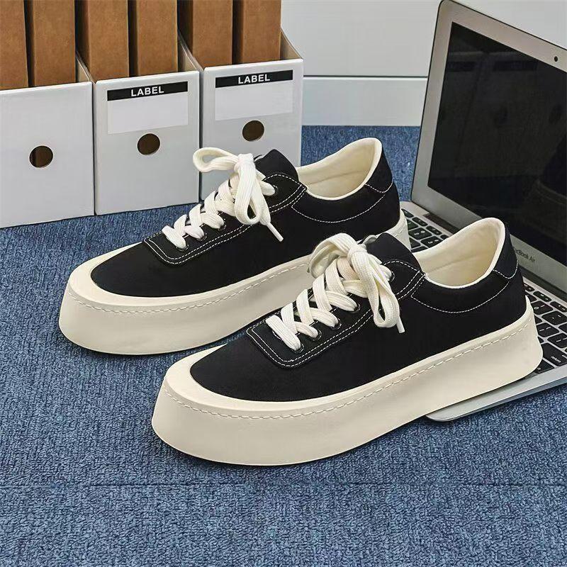 

2025 new men s shoes summer cloth shoes trendy canvas shoes breathable casual versatile thick sole heightening sports casual shoes 39 чёрный