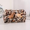 Pink Leopard Print Plush Makeup Bag With Large Capacity For Travel And Storage